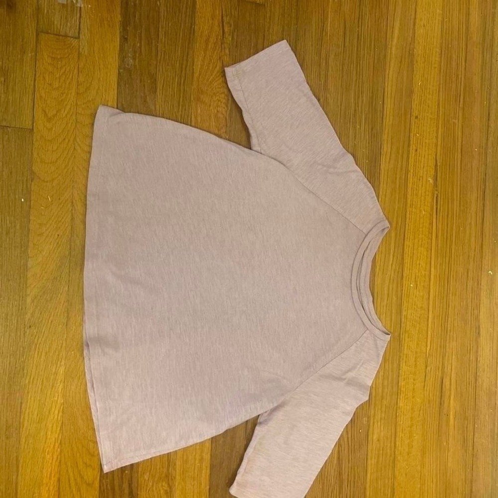 Eileen Fisher Mauve Heathered Raglan 3/4 Sleeve Boxy Knit Top XXS